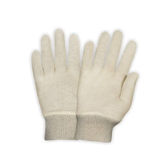 Cotton interlock gloves with knit wrist